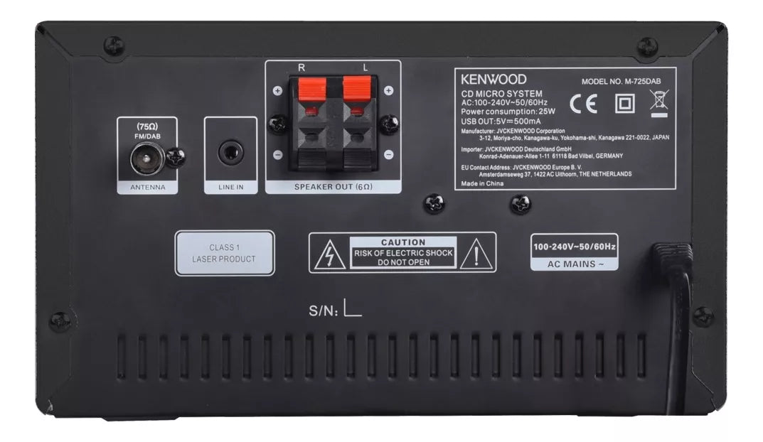 Microcomponente Kenwood M-725DAB CD-Player, USB, Bluetooth, Radio FM